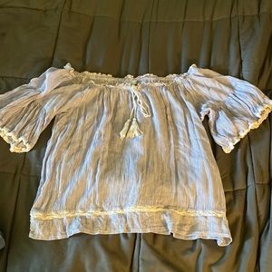 American Eagle Striped Short Sleeve, Off the shoulder blouse, Medium